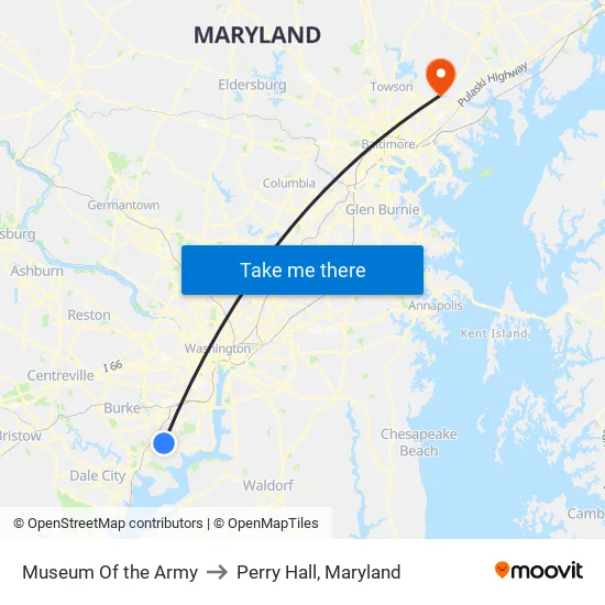 Museum Of the Army to Perry Hall, Maryland map