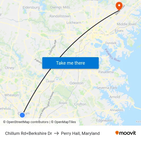 Chillum Rd+Berkshire Dr to Perry Hall, Maryland map