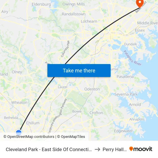 Cleveland Park - East Side Of Connecticut Ave., North Of Ordway St. NW to Perry Hall, Maryland map