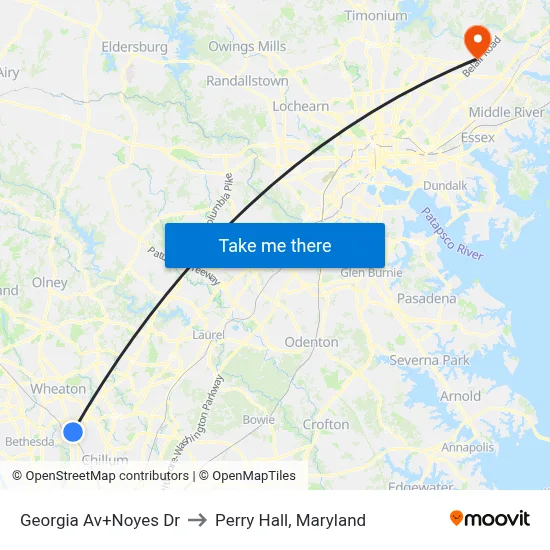 Georgia Av+Noyes Dr to Perry Hall, Maryland map