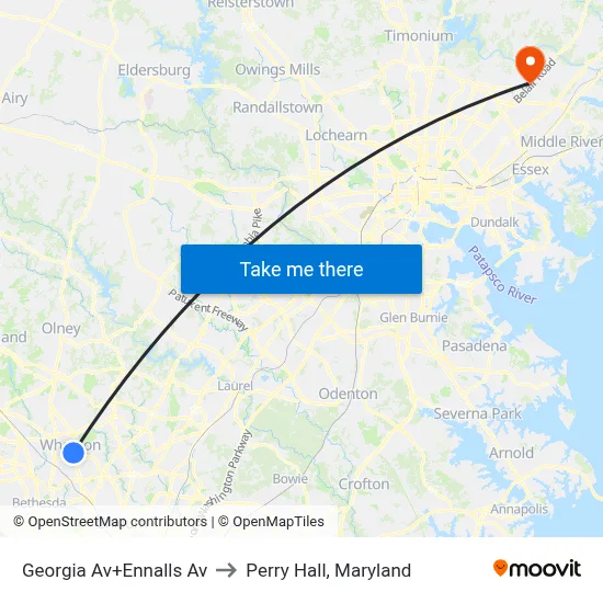 Georgia Av+Ennalls Av to Perry Hall, Maryland map
