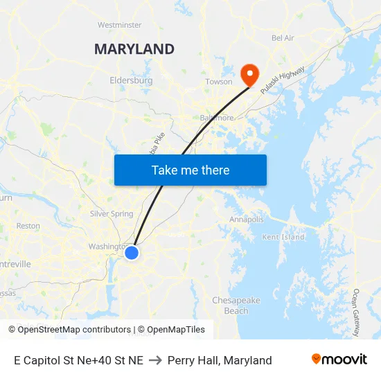 E Capitol St Ne+40 St NE to Perry Hall, Maryland map