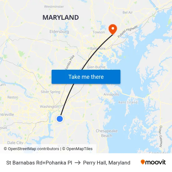 St Barnabas Rd+Pohanka Pl to Perry Hall, Maryland map