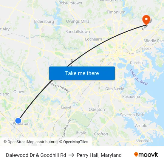 Dalewood Dr & Goodhill Rd to Perry Hall, Maryland map