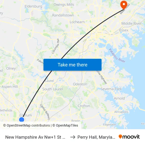 New Hampshire Av Nw+1 St NW to Perry Hall, Maryland map