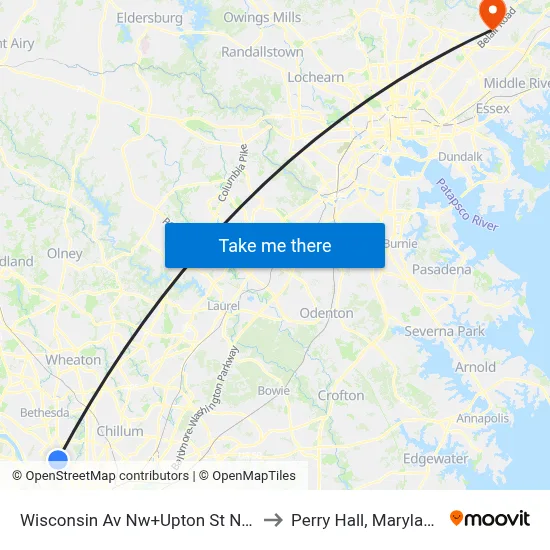 Wisconsin Av Nw+Upton St NW to Perry Hall, Maryland map