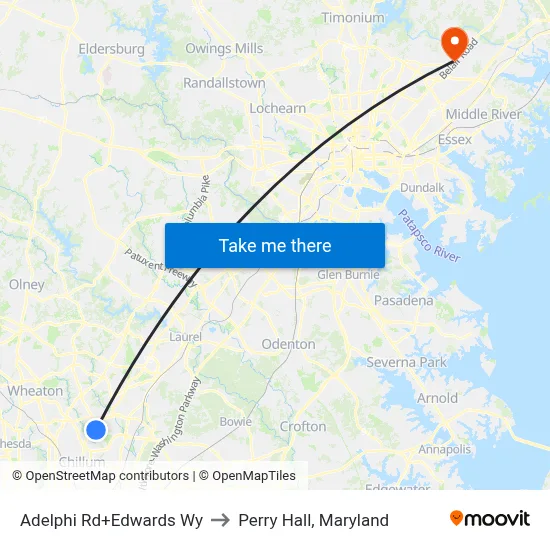 Adelphi Rd+Edwards Wy to Perry Hall, Maryland map