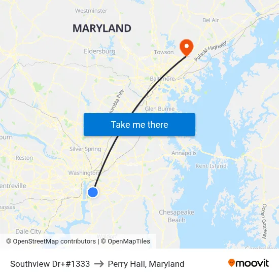 Southview Dr+#1333 to Perry Hall, Maryland map