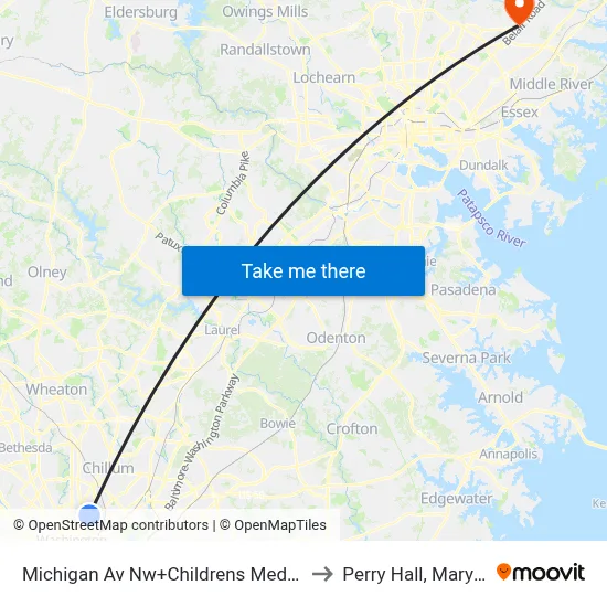 Michigan Av Nw+Childrens Medical Ctr to Perry Hall, Maryland map