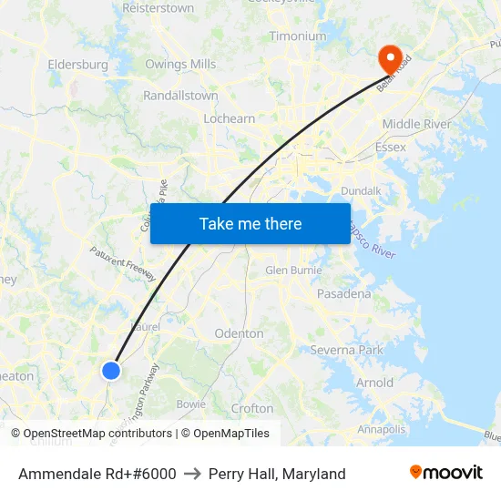 Ammendale Rd+#6000 to Perry Hall, Maryland map