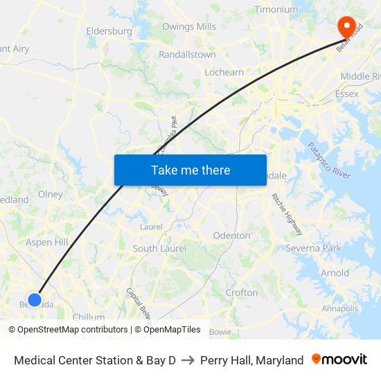 Medical Center Station & Bay D to Perry Hall, Maryland map