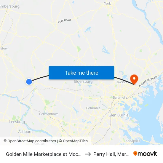 Golden Mile Marketplace at Mccain Drive to Perry Hall, Maryland map