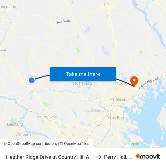Heather Ridge Drive at Country Hill Apartments (Eastbound) to Perry Hall, Maryland map
