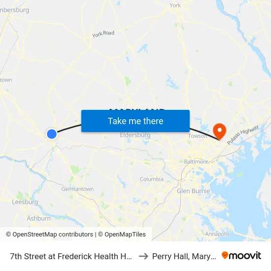 7th Street at Frederick Health Hospital to Perry Hall, Maryland map