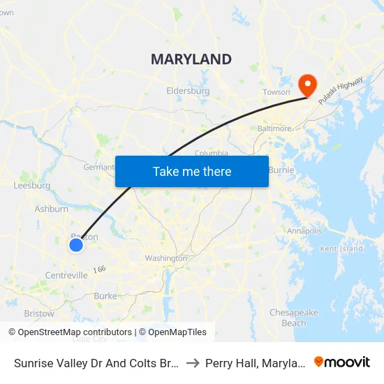 Sunrise Valley Dr @ Colts Brook Dr to Perry Hall, Maryland map