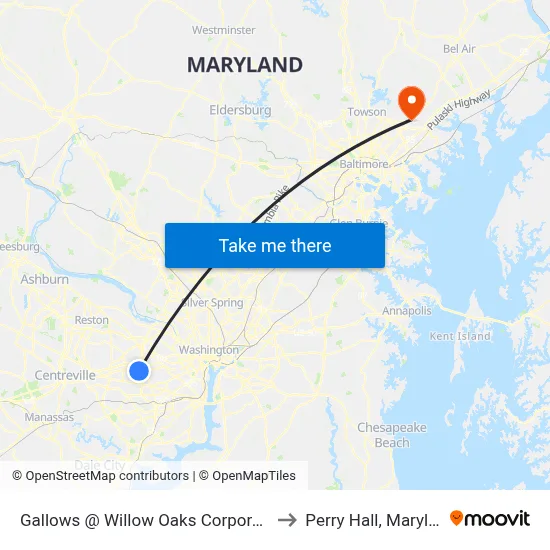Gallows @ Willow Oaks Corporate Dr to Perry Hall, Maryland map