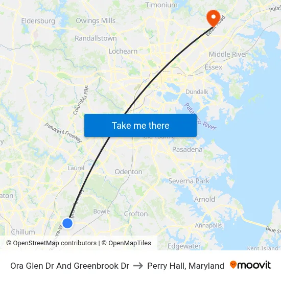 Ora Glen Dr And Greenbrook Dr to Perry Hall, Maryland map