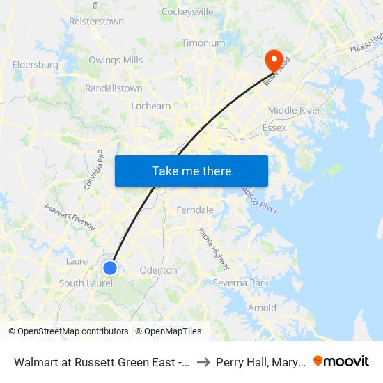 Walmart at Russett Green East - Laurel to Perry Hall, Maryland map