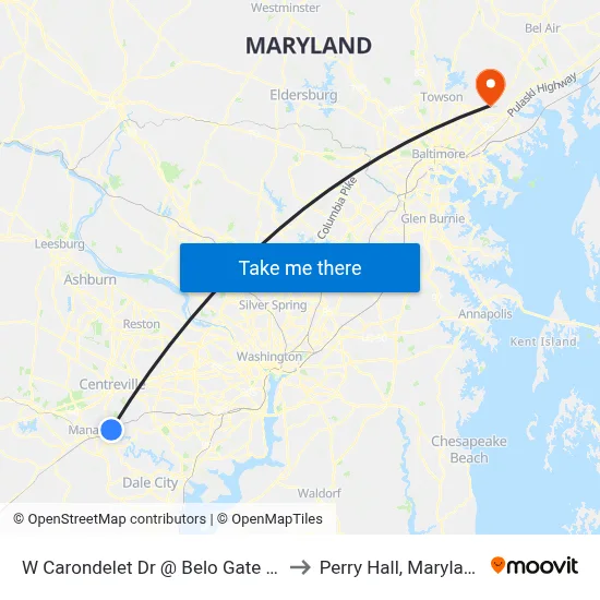 W Carondelet Dr @ Belo Gate Dr to Perry Hall, Maryland map