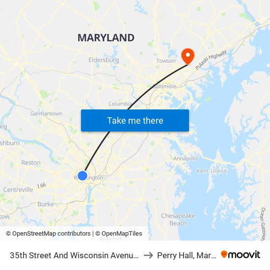 35th Street And Wisconsin Avenue NW (Sb) to Perry Hall, Maryland map