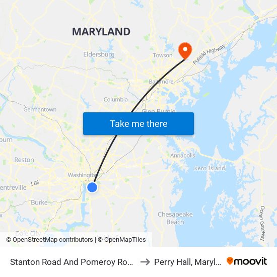 Stanton Road And Pomeroy Road SE to Perry Hall, Maryland map