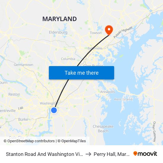 Stanton Road And Washington View Apts to Perry Hall, Maryland map