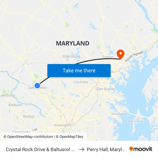 Crystal Rock Drive & Baltusrol Drive to Perry Hall, Maryland map