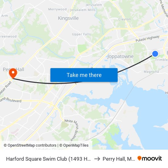 Harford Square Swim Club (1493 Harford Square Dr) to Perry Hall, Maryland map