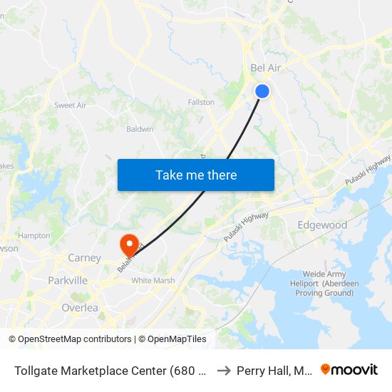 Tollgate Marketplace Center (680 Marketplace Dr) to Perry Hall, Maryland map
