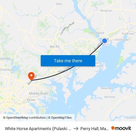 White Horse Apartments  (Pulaski Hwy/Us 40) to Perry Hall, Maryland map