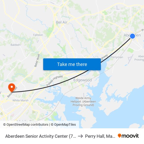 Aberdeen Senior Activity Center (7 Franklin St) to Perry Hall, Maryland map