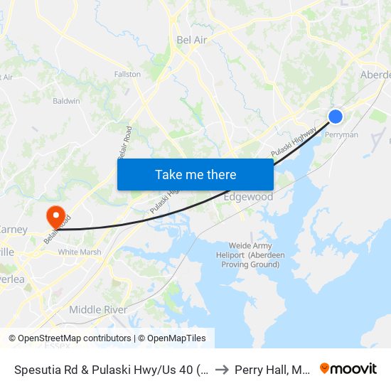 Spesutia Rd & Pulaski Hwy/Us 40 (At Graveyard) to Perry Hall, Maryland map