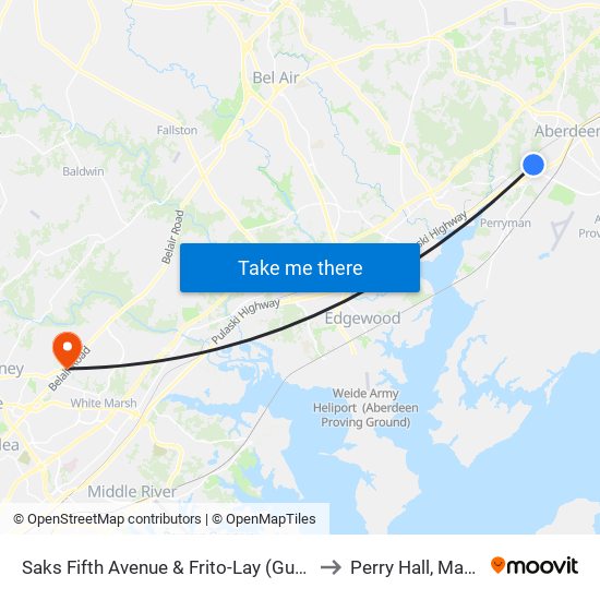 Saks Fifth Avenue & Frito-Lay (Guard Shack) to Perry Hall, Maryland map