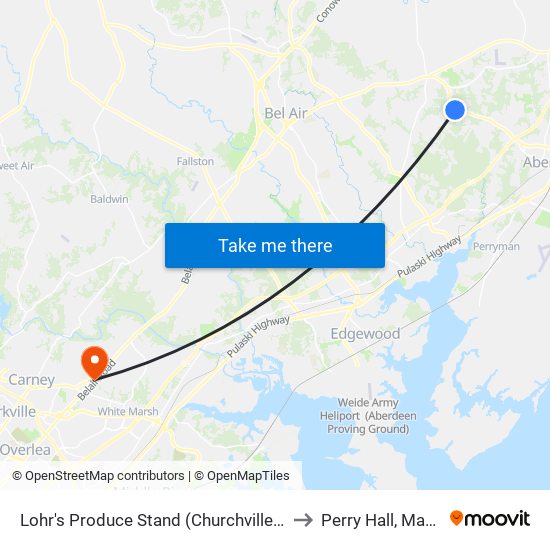 Lohr's Produce Stand (Churchville Rd/Rt 22) to Perry Hall, Maryland map