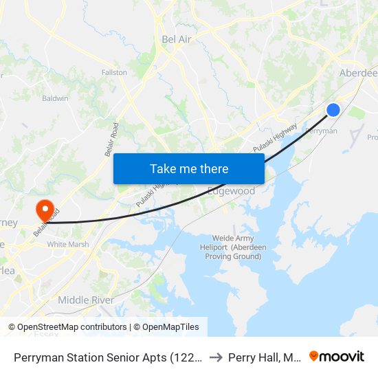 Perryman Station Senior Apts (1220 Perryman Rd) to Perry Hall, Maryland map