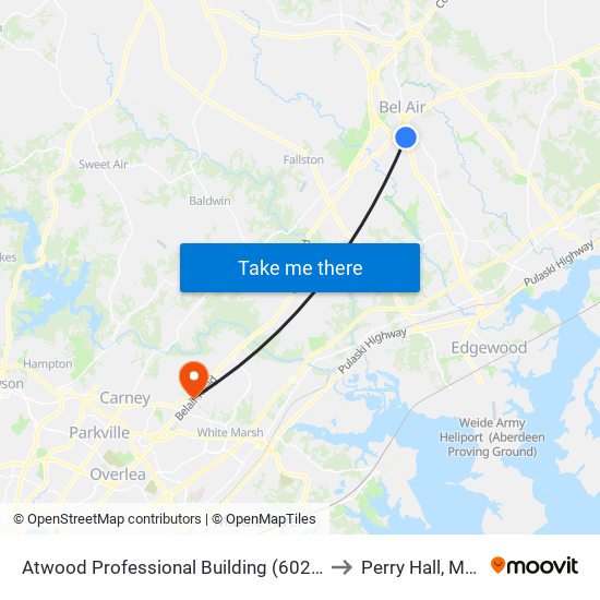 Atwood Professional Building (602 S Atwood Rd) to Perry Hall, Maryland map