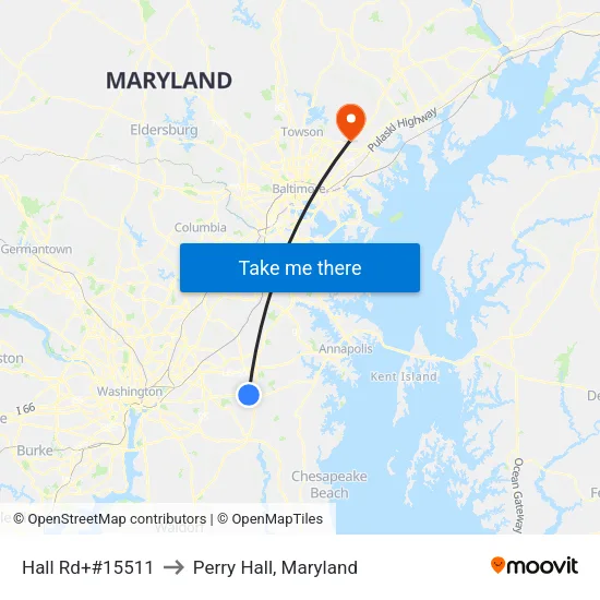 Hall Rd+#15511 to Perry Hall, Maryland map