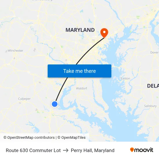 Route 630 Commuter Lot to Perry Hall, Maryland map
