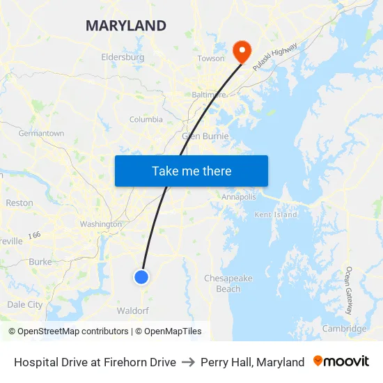 Hospital Drive at Firehorn Drive to Perry Hall, Maryland map