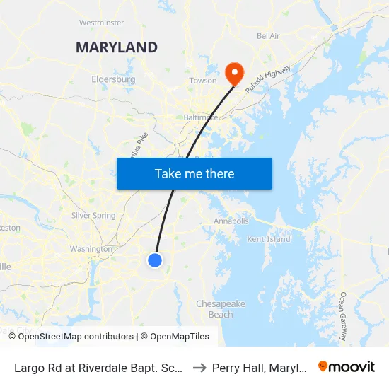 Largo Rd at Riverdale Bapt. School to Perry Hall, Maryland map