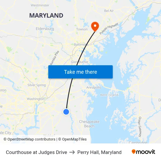 Courthouse at Judges Drive to Perry Hall, Maryland map