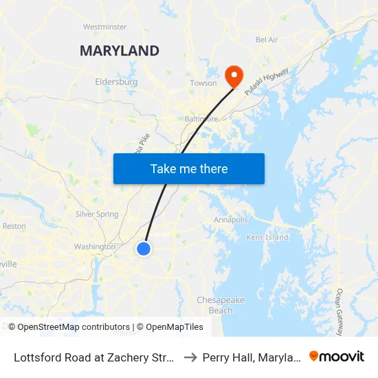 Lottsford Road at Zachery Street to Perry Hall, Maryland map
