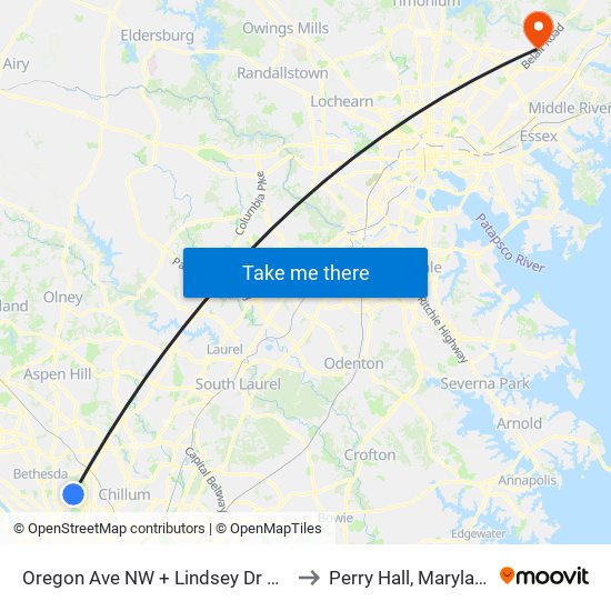 Oregon Av Nw+Lindsey Dr NW to Perry Hall, Maryland map