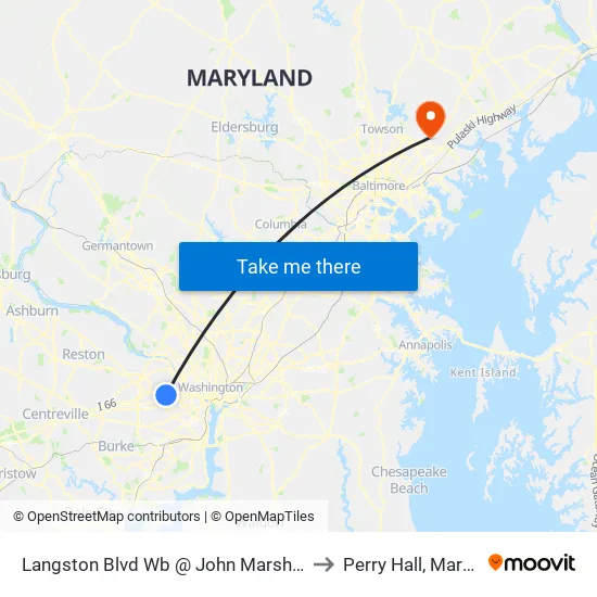 Langston Blvd Wb @ John Marshall Dr FS to Perry Hall, Maryland map