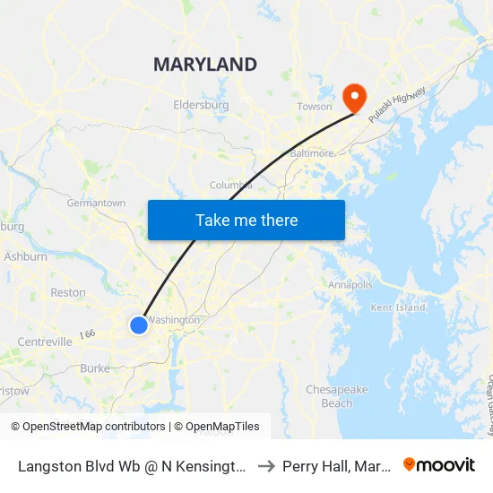Langston Blvd Wb @ N Kensington St Ns to Perry Hall, Maryland map
