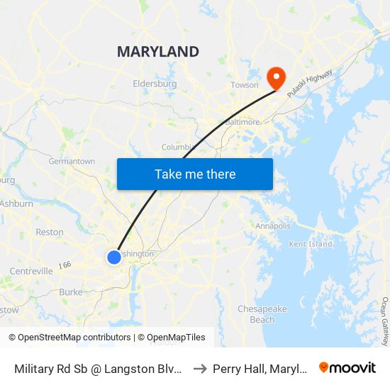 Military Rd Sb @ Langston Blvd Ns to Perry Hall, Maryland map