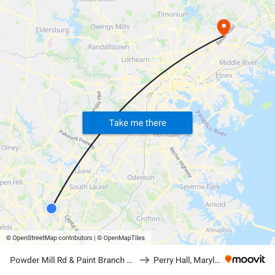 Powder Mill Rd & Paint Branch Home to Perry Hall, Maryland map