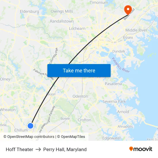 Hoff Theater to Perry Hall, Maryland map