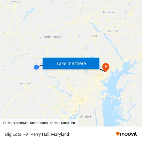 Big Lots to Perry Hall, Maryland map