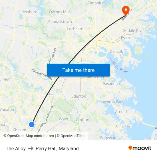 The Alloy to Perry Hall, Maryland map